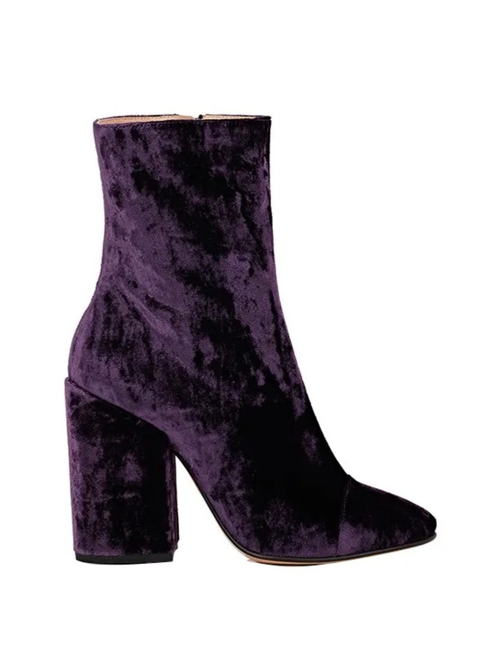 2015 Dries Van Noten Purple Velvet Block Heel Ankle Boots